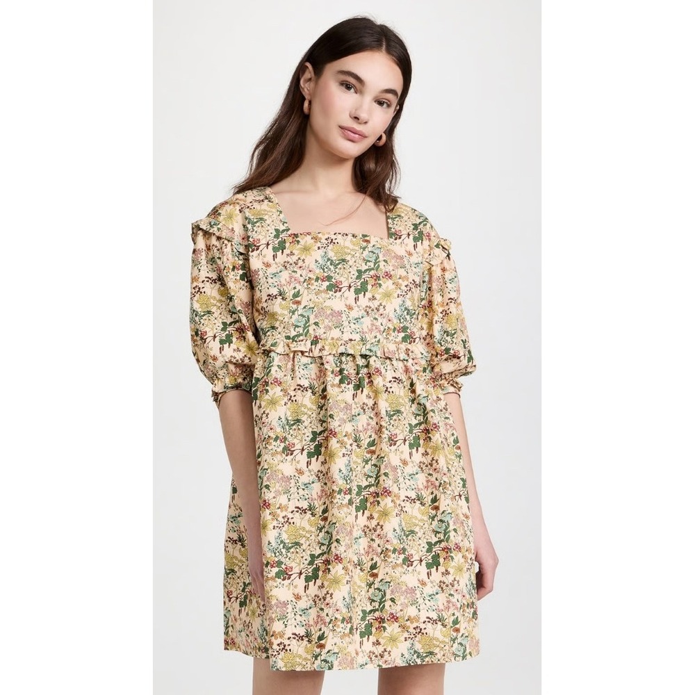 NWT Meadows Floral Print Square Neck Puff Sleeve Babydoll Mini Dress‎ Size 4